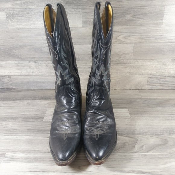 Dan Post Boots Size 10D Western Cowboy Mens Black Stitching DP 2110 J - Picture 2 of 8